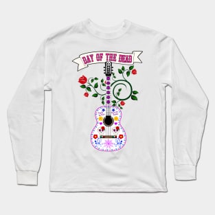 Sugar Skull Guitar Day of the Dead blue Long Sleeve T-Shirt